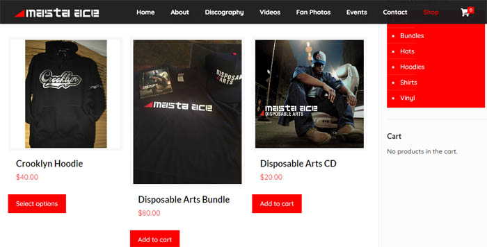 A picture of Masta Ace Website.